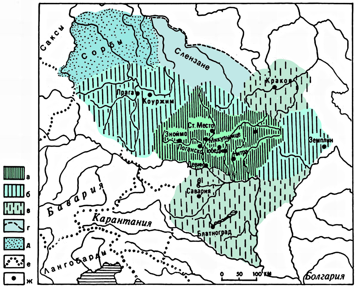 Великая Моравия, карта